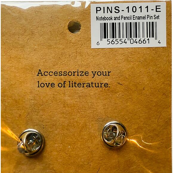 Out of Print Brand Enamel Pin Set: Notepad & Pencil Gift for Writers New - Picture 5 of 6
